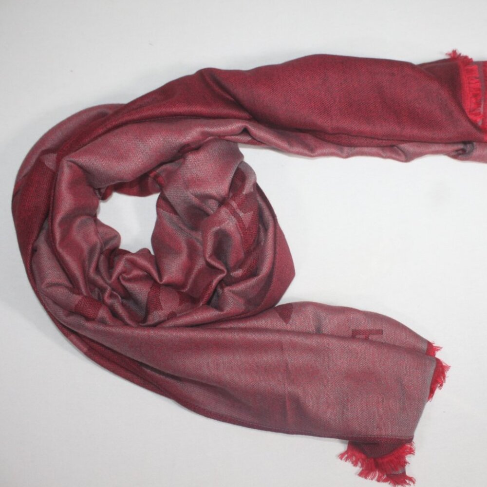 Authentic Louis Vuitton Wrap Scarf 60% Wool 40% Acrylic Stole Shawl Maroon Used. - Picture 2 of 10